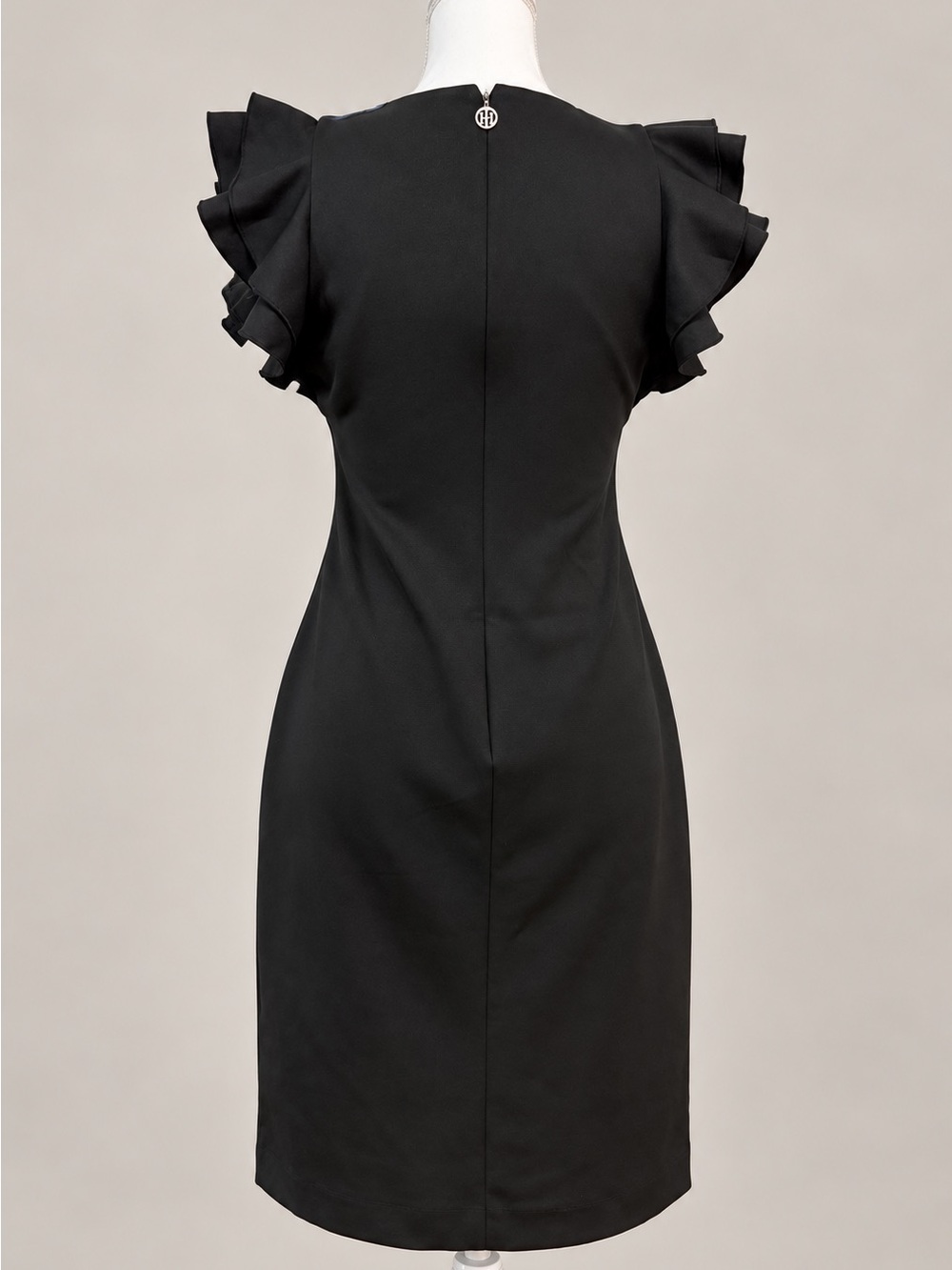 Black Ruffle-Sleeve Midi Dress by Unknown Brand